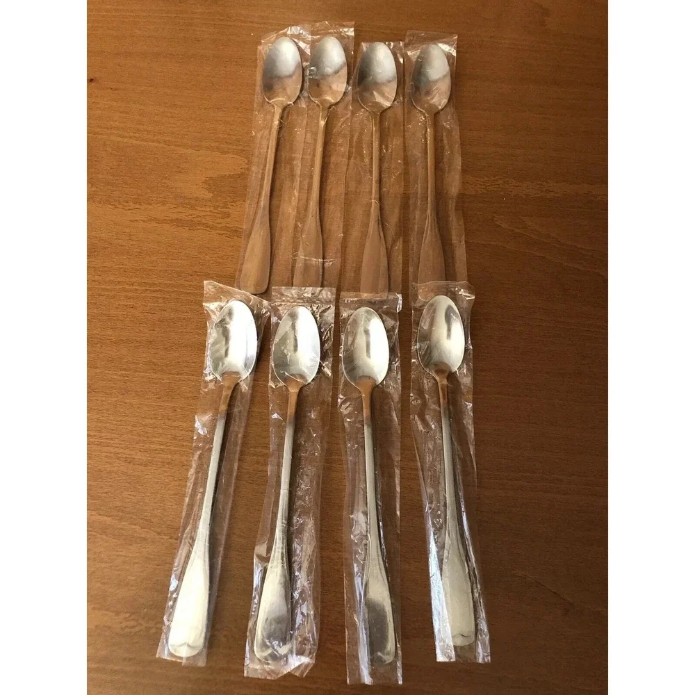 Lot Of 8 Brand Ware 283 Ice Tea Spoons Stainless‎ Steel New